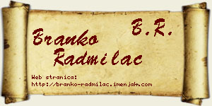 Branko Radmilac vizit kartica
